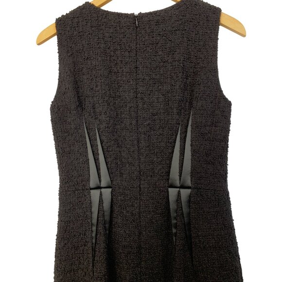 Armani Collezioni Black Boucle Sleeveless Sheath Dress Size 6 Wool Satin Darts - Picture 11 of 12